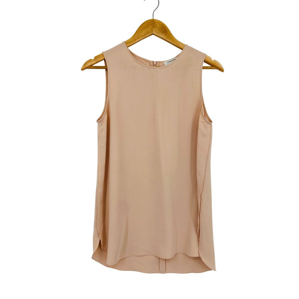 Babaton Sleeveless Blouse Womens‎ Small Peach Pink Crew Neck Zip Back Shell